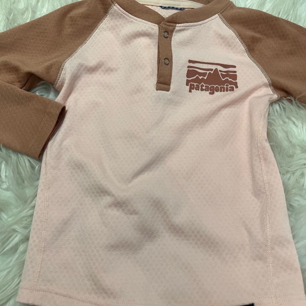 Patagonia Cream Long Sleeve Tee with Textured Fabric